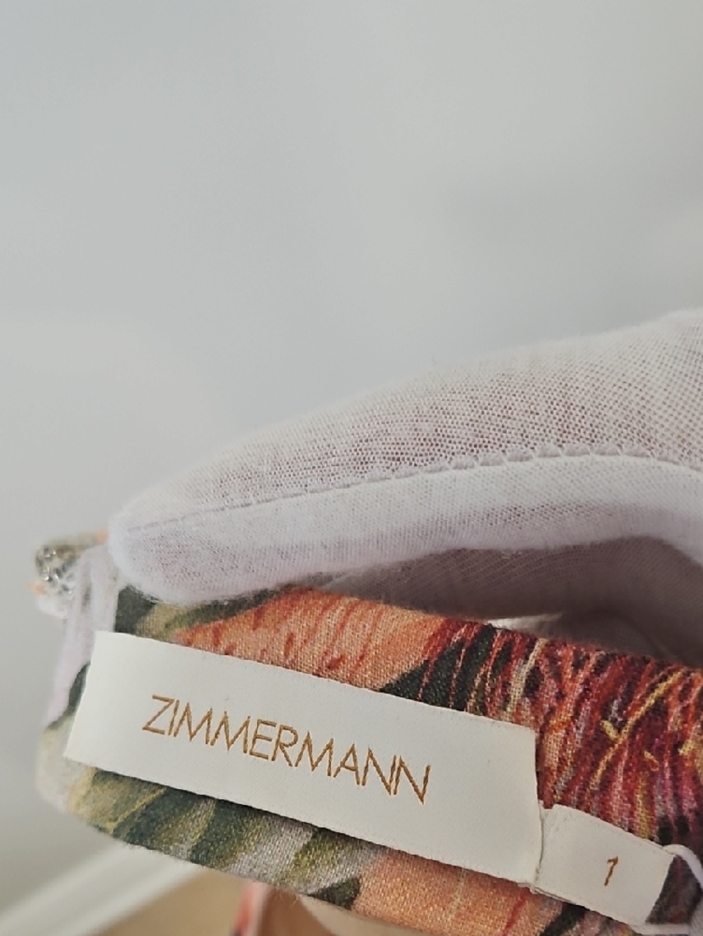 Zimmermann Peach & Floral Tie-Back Mini Dress - Picture 2 of 12